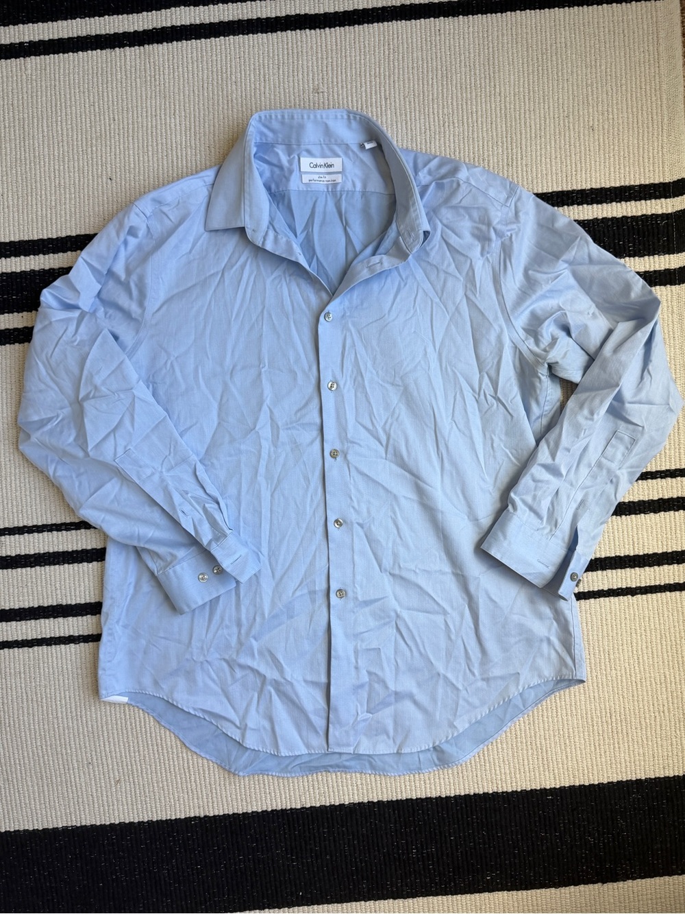 Men’s Calvin Klein Slim Fit Oxford Dress Shirt Blue - Size 17 Neck, 32/33 Sleeve
